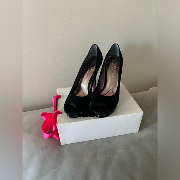 Paris Hilton Pink Bottom Open Toe Platform Heels - Picture 4 of 9